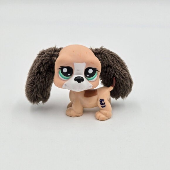 Littlest Pet Shop Basset Hound Dog Puppy Brown Fuzzy Ears #2413 LPS Hasbro 2007 - Picture 2 of 10